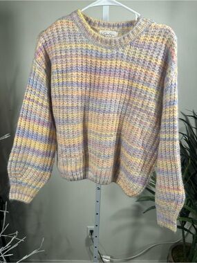 N261. Jessica Simpson Pastel Striped Knit Sweater - Soft Multi Pastel